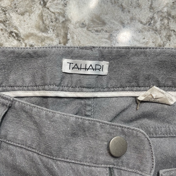 Tahari Grey Linen/Cotton Pants - Picture 3 of 3